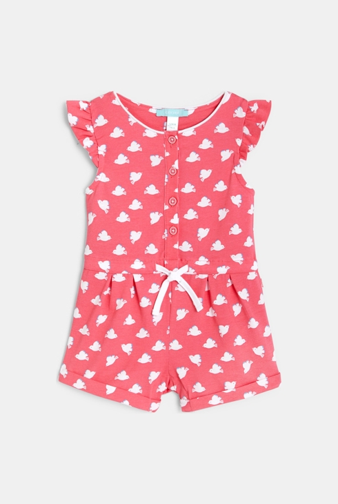 Combi courte légère imprimée rose bébé fille 1