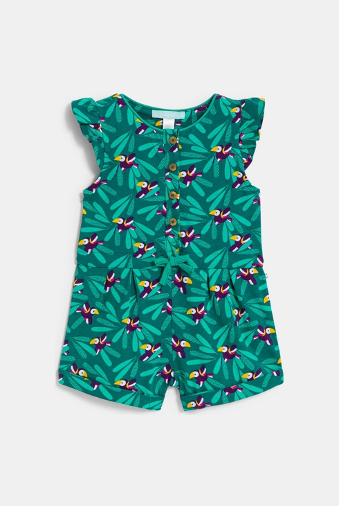 Combi courte légère imprimée vert bébé fille 1