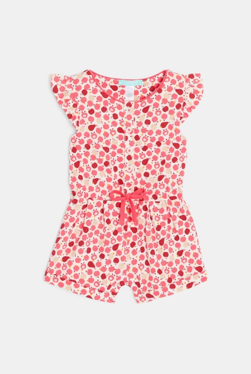 Combi courte légère imprimée rose bébé fille 2