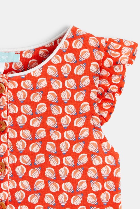 Lahkoten kratek potiskan kombinezon  oranžna dojenček deklica 2