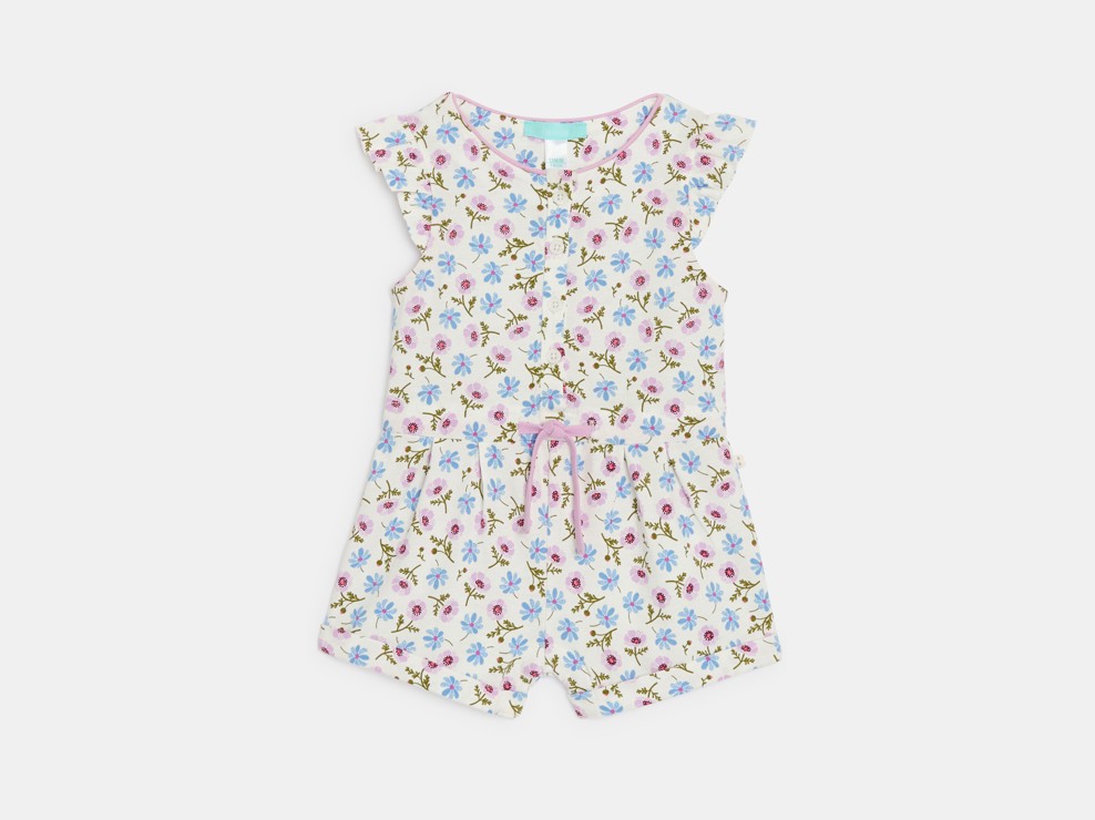 Krótki lekki kombinezon we wzory zielony niemowlę dziewczynka 2