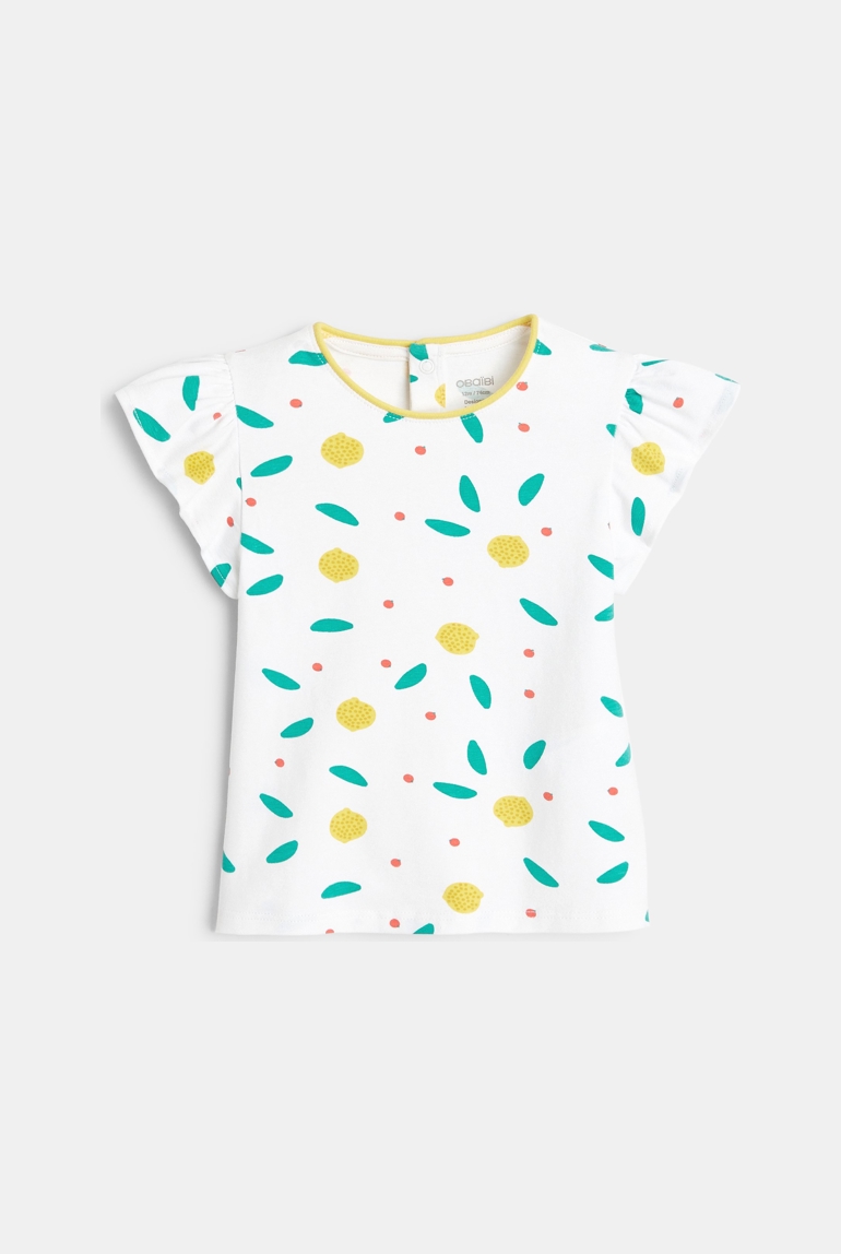 T-Shirt mit Rüschen an den Ärmeln Früchte Gelb Baby Mädchen 1