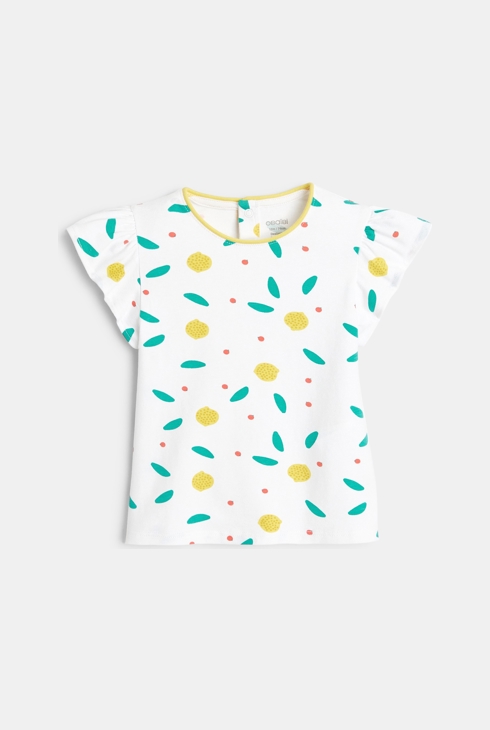 T-Shirt mit Rüschen an den Ärmeln Früchte Gelb Baby Mädchen 1