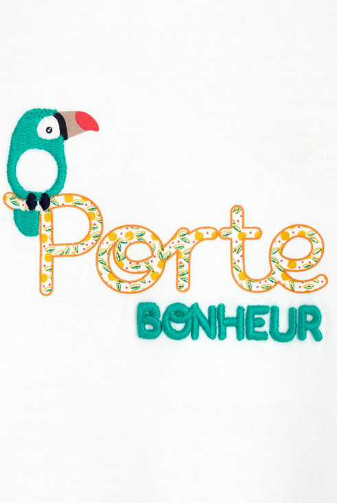 T-shirt à volants toucan blanc bébé fille 2
