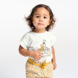 T-shirt à volants animaux blanc bébé fille 1