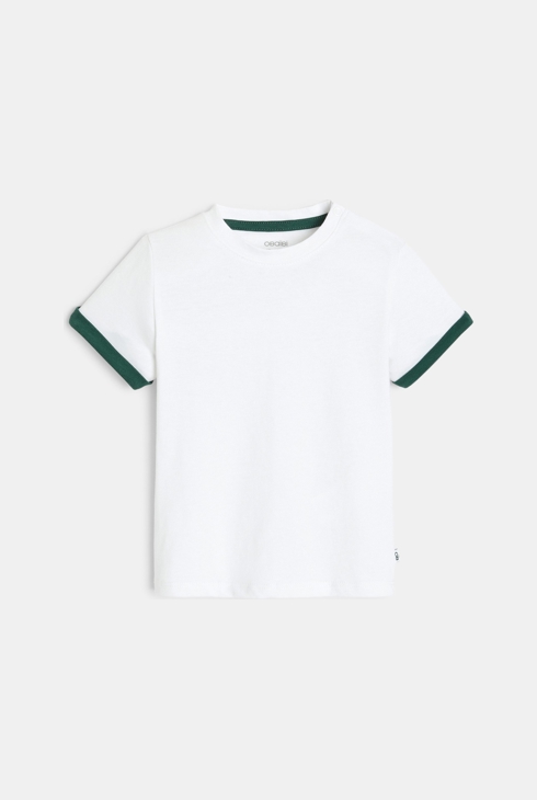 Salopette rayée courte et t-shirt verte bébé garçon 2