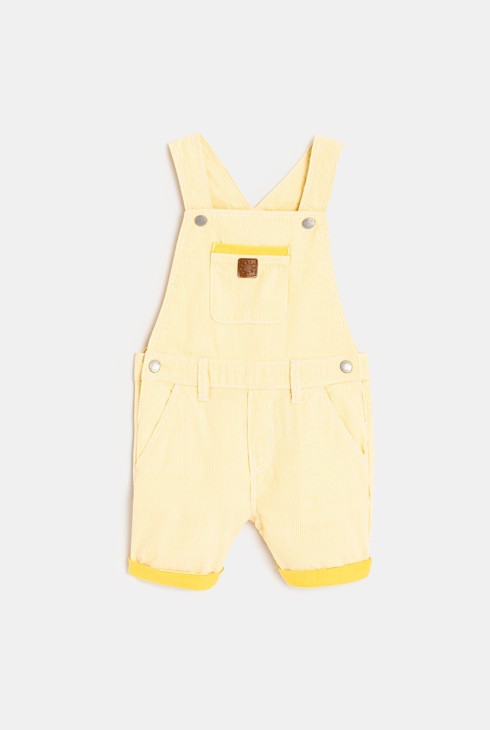Salopette rayée courte et t-shirt jaune bébé garçon 2