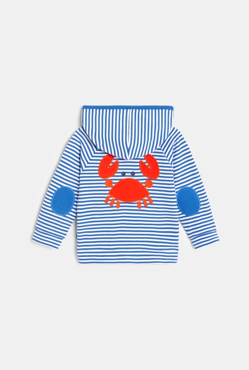 Sweatshirt mit Reißverschluss aus gestreiftem Strickgewebe Krebs Blau Baby Jungen 2