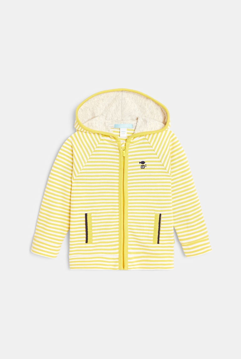 Sweat zippé en maille rayée poisson jaune bébé garçon 1