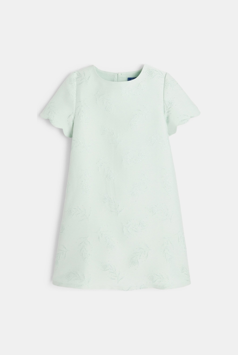 Robe en jacquard à motifs irisés verte fille