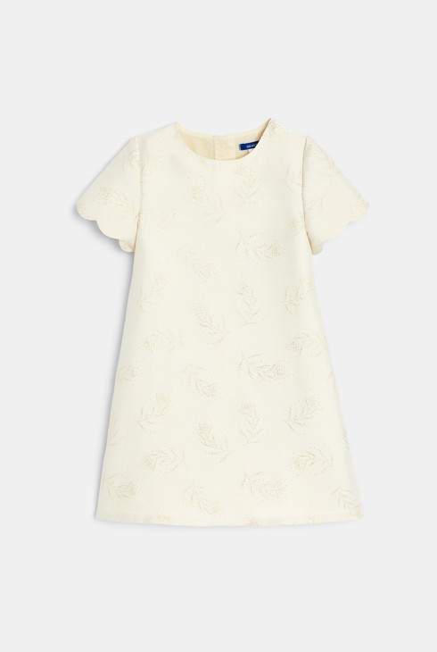 Abito in jacquard con motivi brillanti beige bambina 1