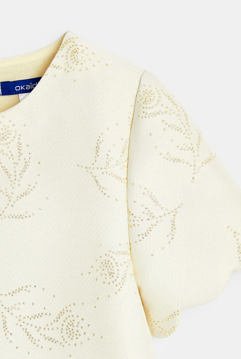 Abito in jacquard con motivi brillanti beige bambina 2