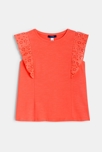 T-shirt détail broderie anglaise orange fille