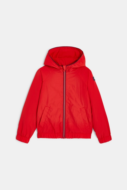 Coupe-vent déperlant à capuche rouge garçon