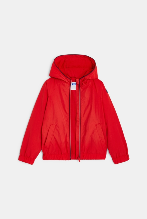 Coupe-vent déperlant à capuche rouge garçon