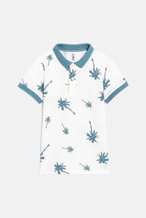 Polo manches courtes imprimé blanc garçon 1