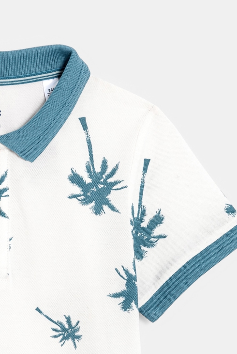 Polo manches courtes imprimé blanc garçon 2