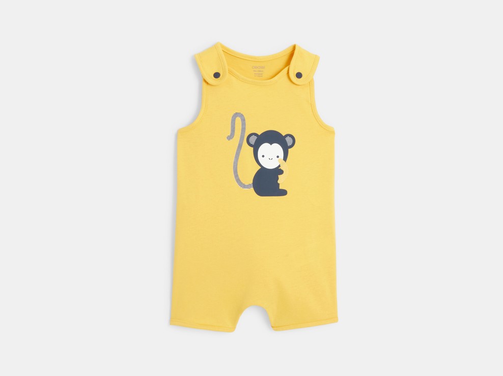 Kurzoverall mit Trägern Affe Gelb Baby Jungen 1