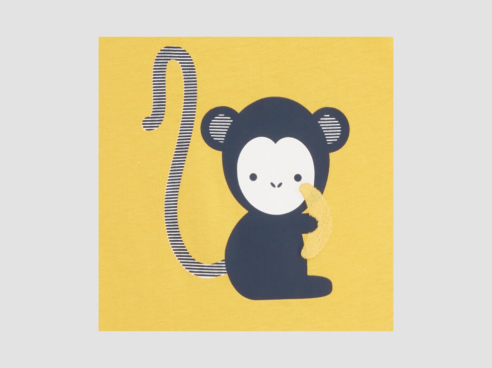 Kurzoverall mit Trägern Affe Gelb Baby Jungen 2