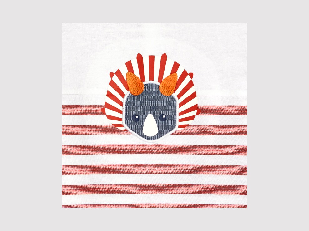 Mono corto de rayas con dinosaurio naranja bebé niño 2