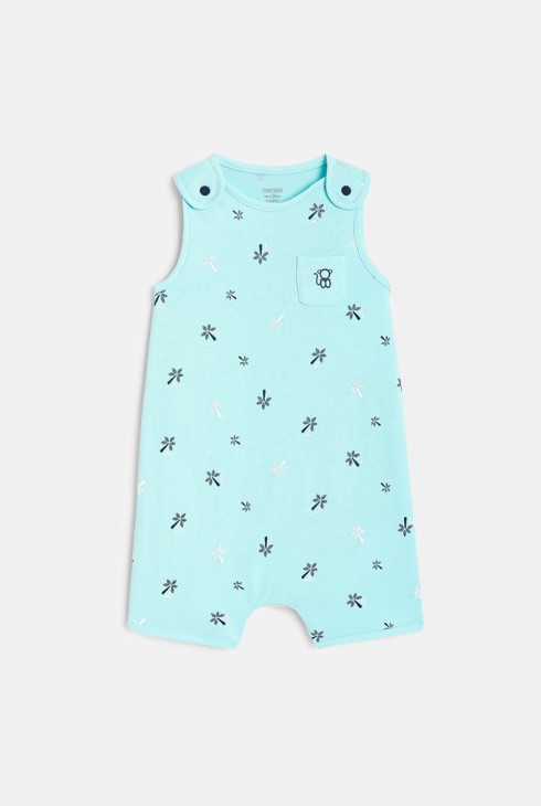 Short palm tree print playsuit 1