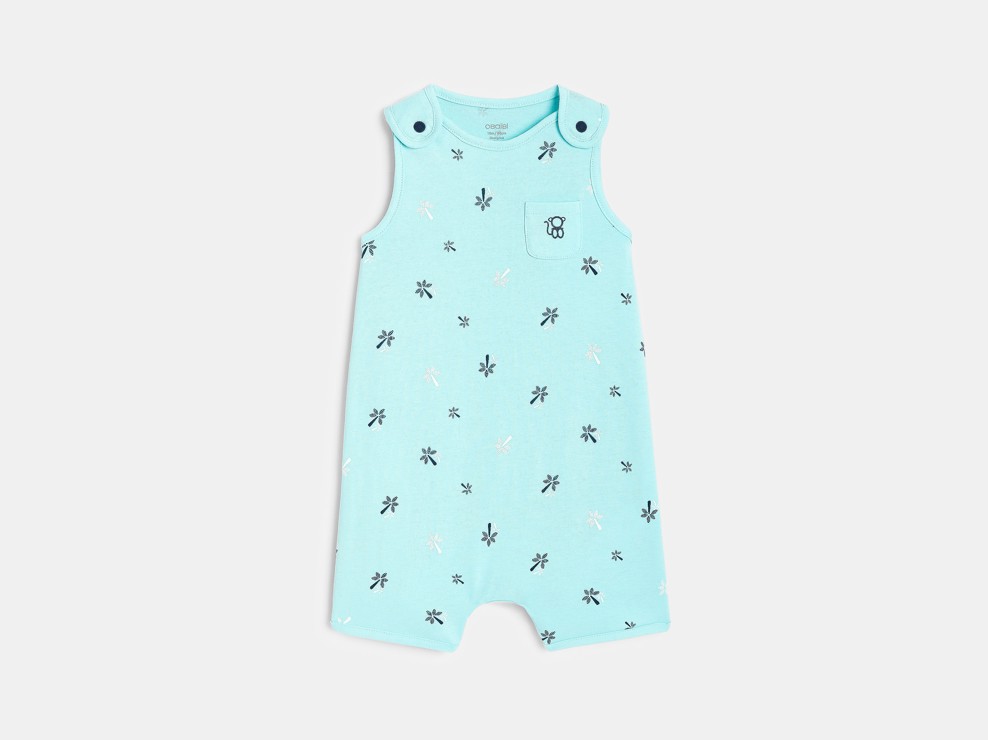Combi courte palmiers bleu bébé garçon 1