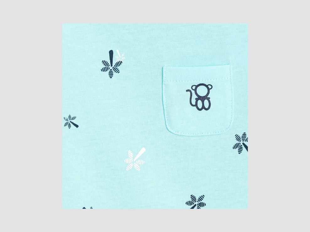 Combi courte palmiers bleu bébé garçon 2