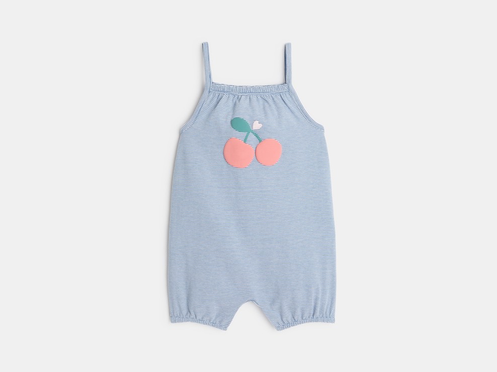 Granota curta de ratlles amb tirants blau bebè nena 2