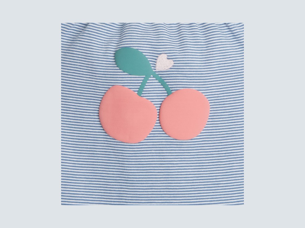 Tutina corta a righe con spalline blu bimba 2