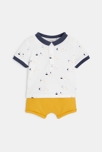 Polo bateaux et short maille piquée jaune naissance 1