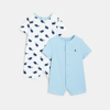 Combinaison courte baleine (lot de 2) bleu naissance