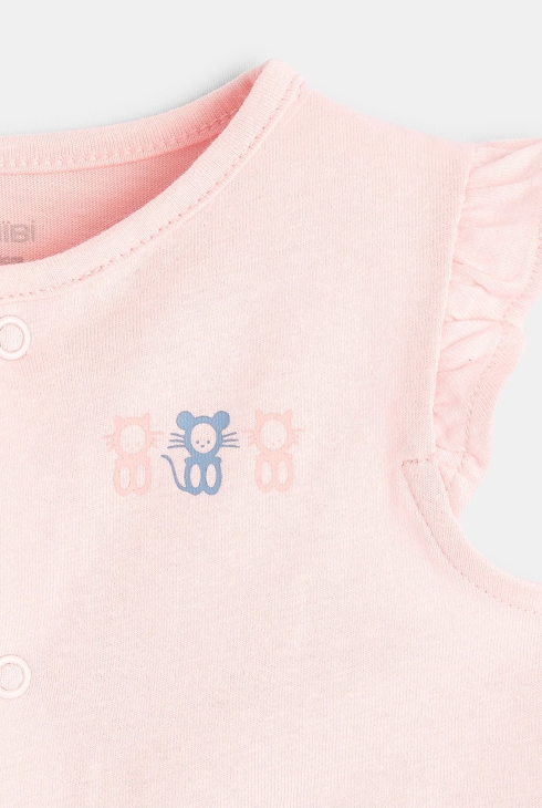 Combi courte manches volantées (lot de 2) rose naissance
