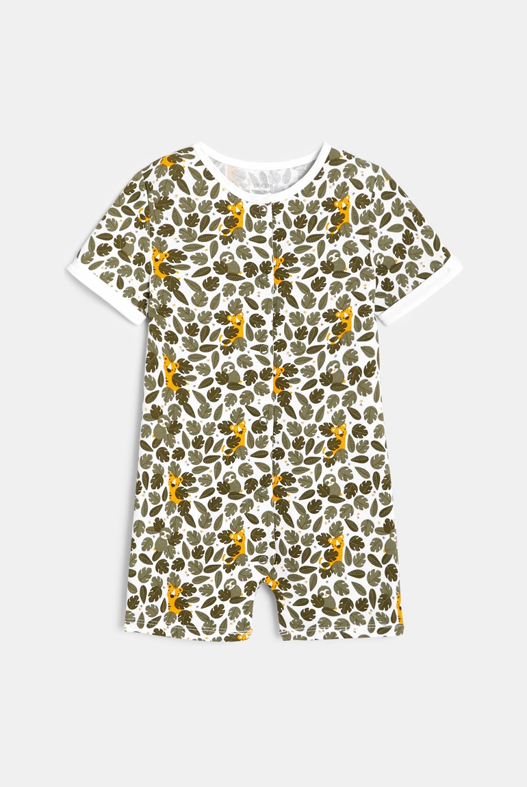 Combi courte imprimé jungle vert bébé garçon 1
