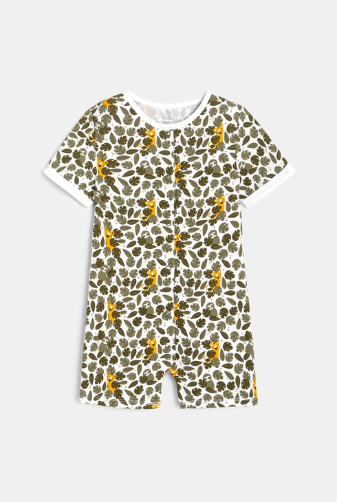 Playsuit met jungleprint groen babyjongen 1