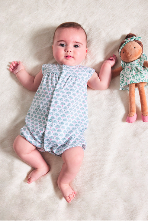 Kratek kombinezon z grafičnim potiskom zelena dojenček deklica 1