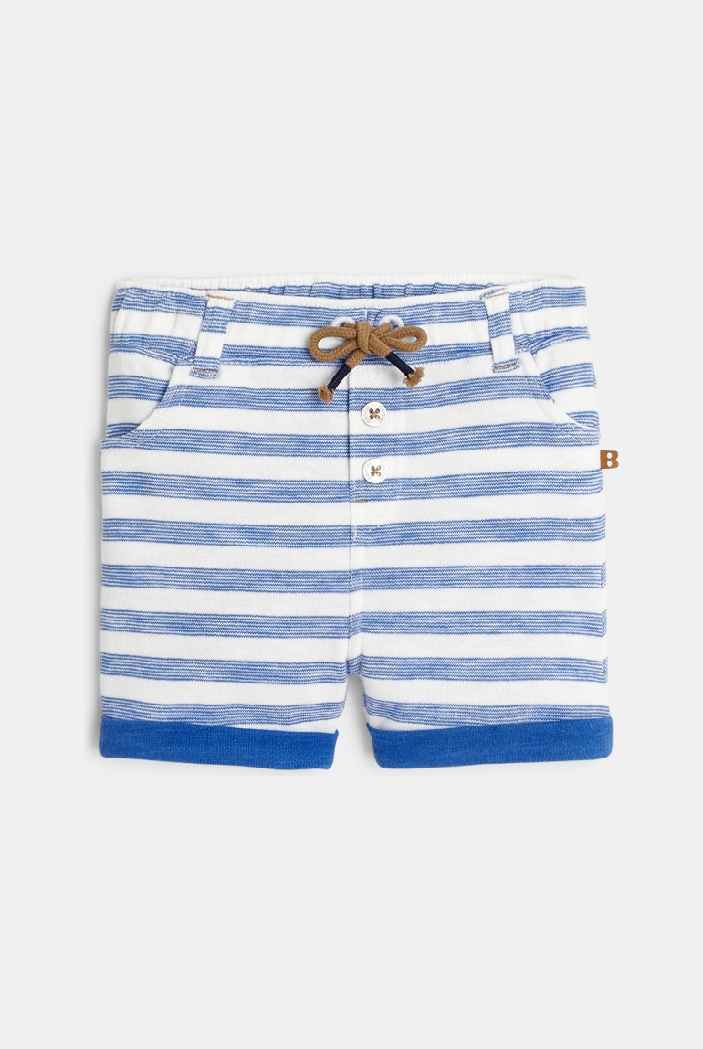 Short molleton à rayures bleu bébé garçon 1