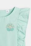 Robe chic et brodée vert fille 3
