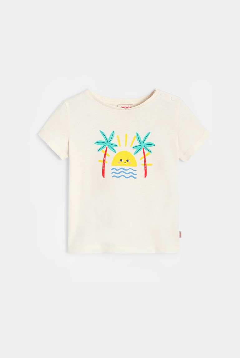 Camiseta de bebe niña en blanco con motivos de algodón reciclado Catimini 1