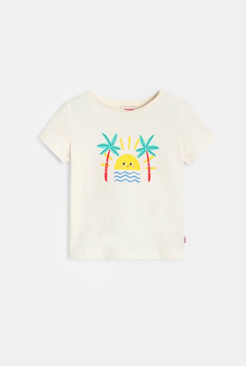 Weißes Baby-T-Shirt aus recycelter Baumwolle mit Motiven Mädchen Catimini 1