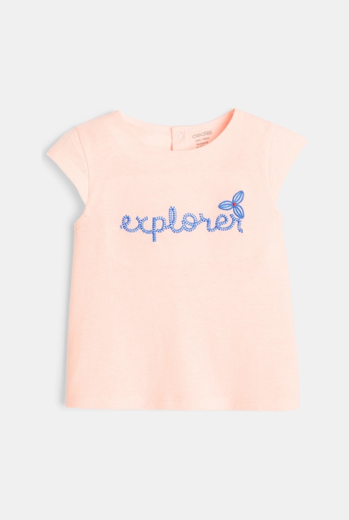 T-Shirt mit aufgestickter Aufschrift Orange Baby Mädchen 1