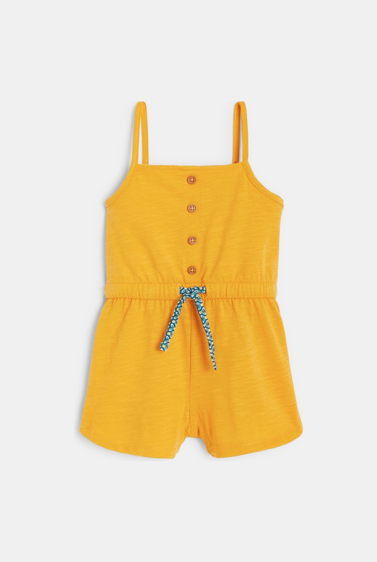 Combi courte à bretelles jaune bébé fille 1