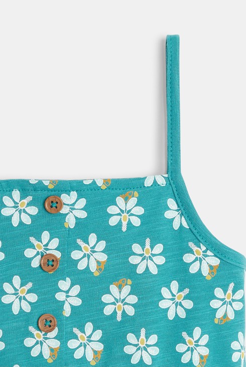 Combi courte à bretelles bleu bébé fille