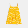 Robe smockée à bretelles imprimé graphique jaune bébé fille