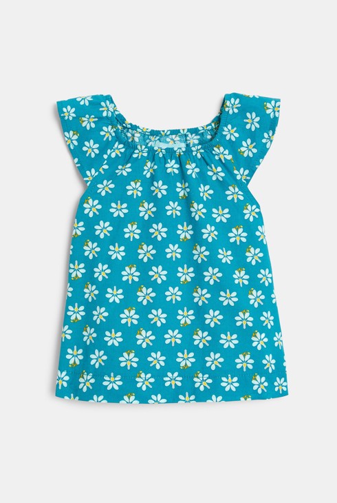 Bluza s potiskom palmic in kratke hlače modra dojenček deklica 2