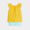 Blouse imprimée et short jaune bébé fille