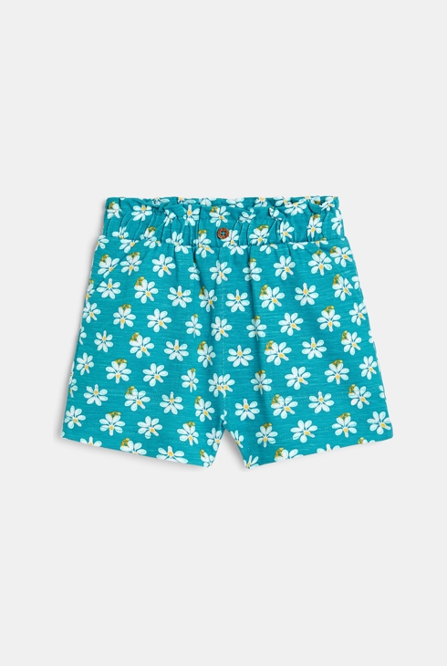 Elastične kratke hlače s potiskom palmic modra dojenček deklica 1