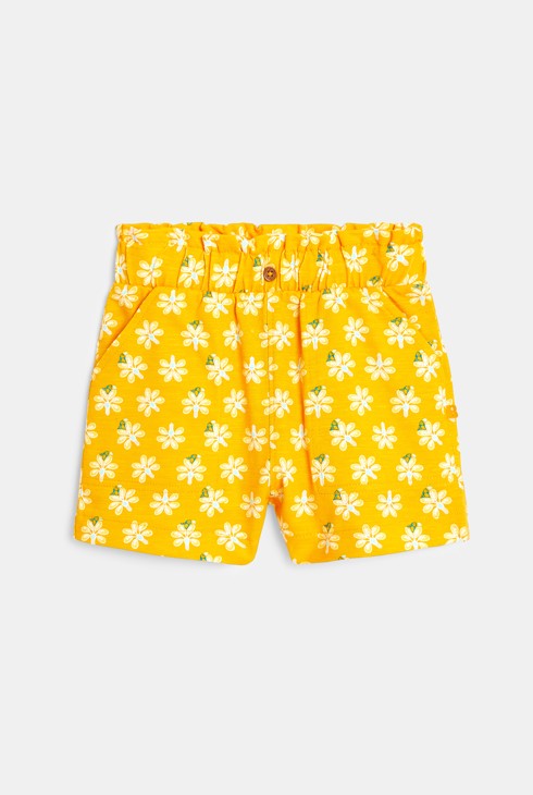 Elastične kratke hlače s potiskom palmic  rumena dojenček deklica 1
