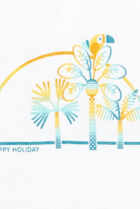 Débardeur bretelles froncées impression palmiers blanc bébé fille 2