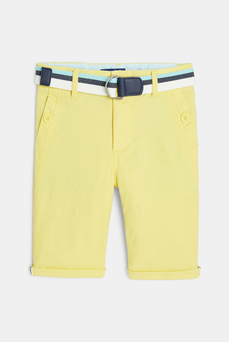 Bermuda slim en toile + ceinture jaune garçon 1