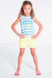 Short en molleton rayé jaune fille 1
